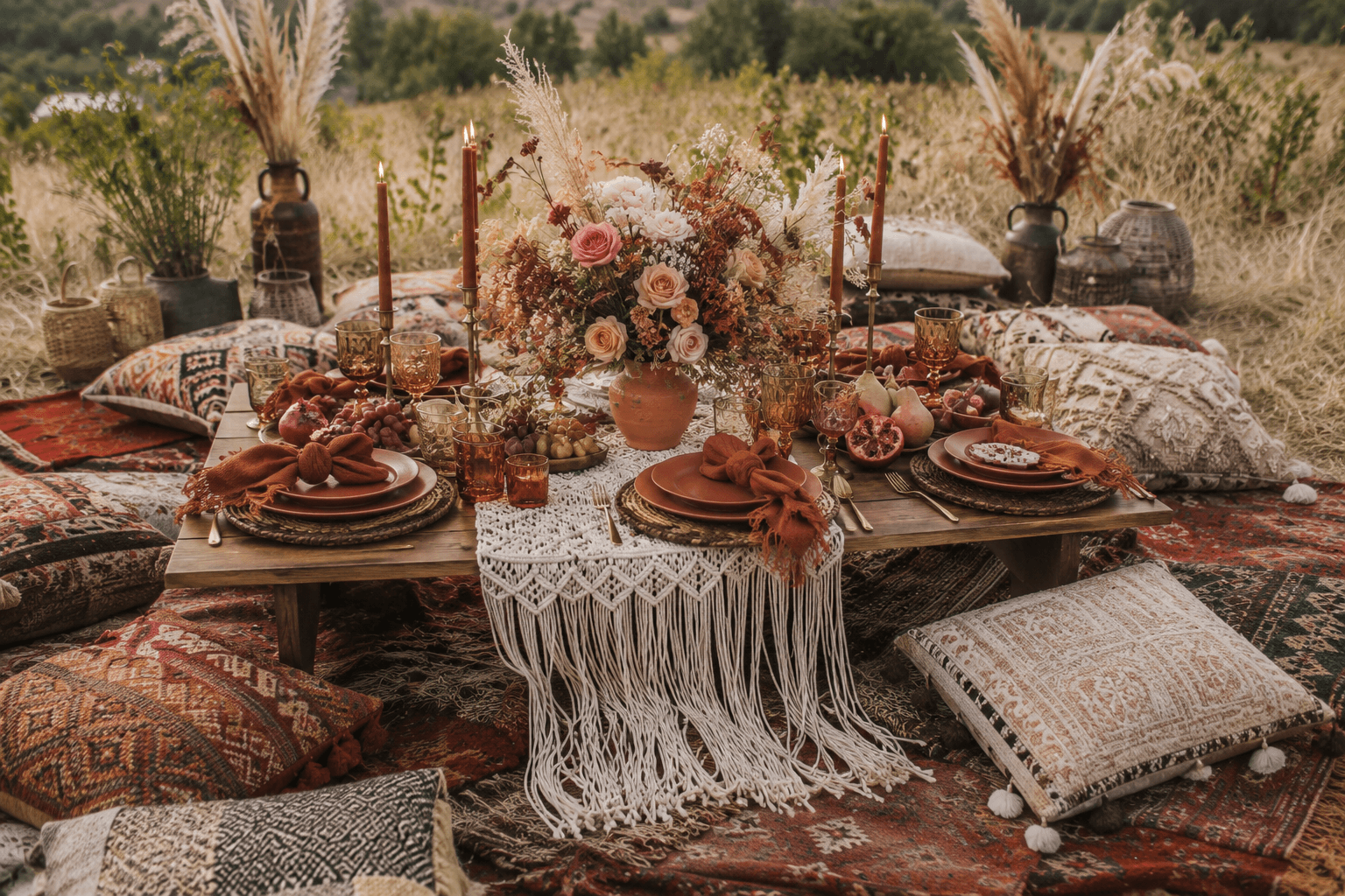Bohemian Bliss picnic setup